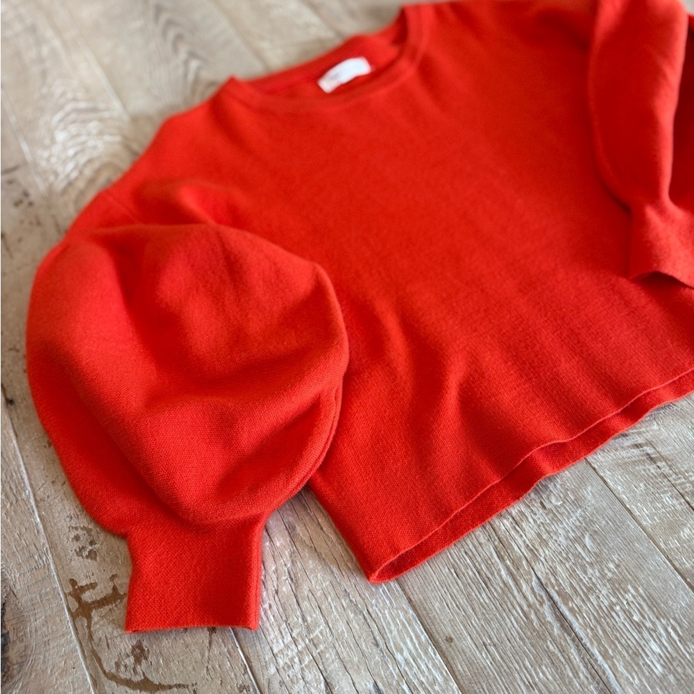 Oat New York Orange Crewneck Puff-Sleeve Sweater S - Picture 2 of 7
